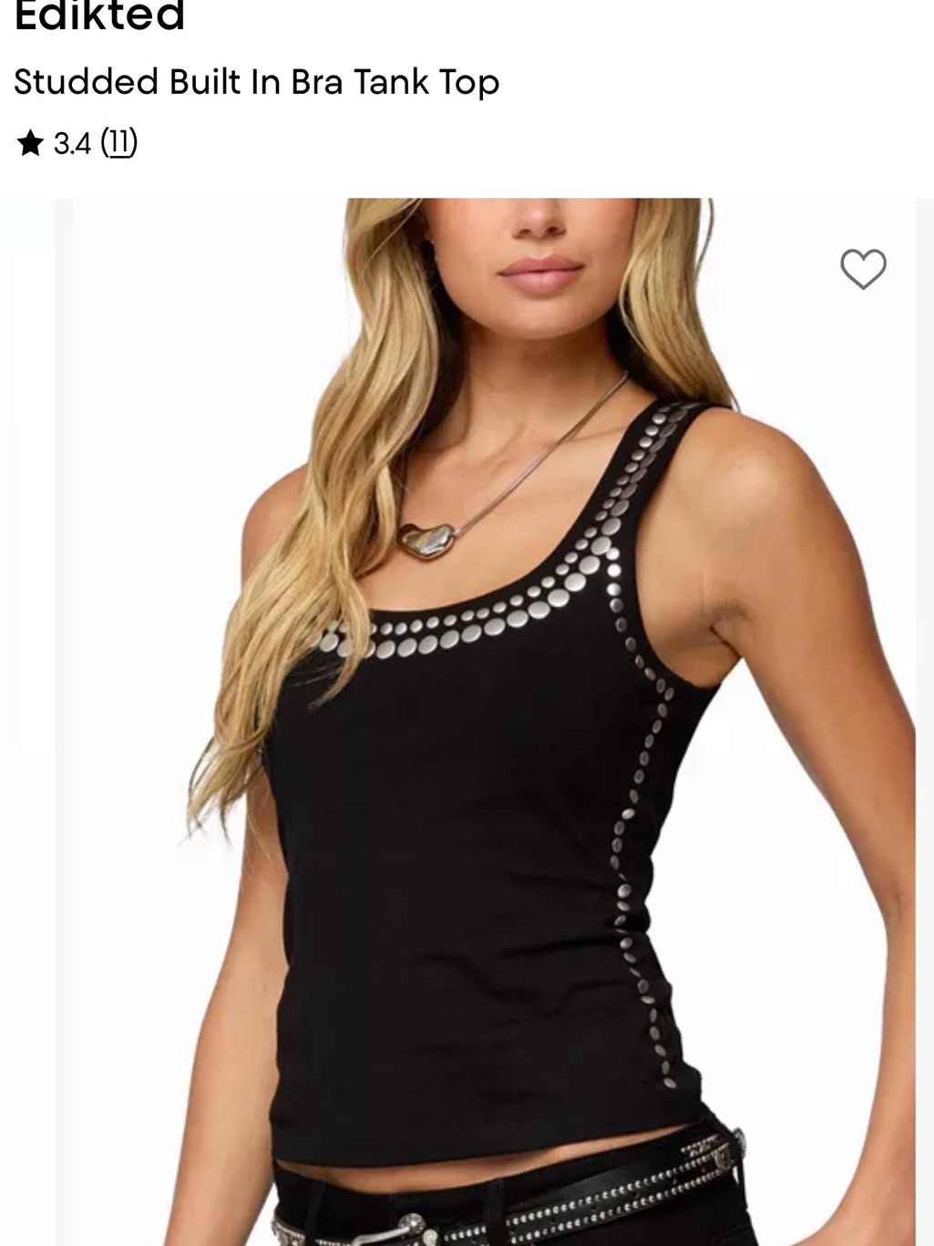 Nwot Edikted Black Tank Top With Silver Stud Detailing